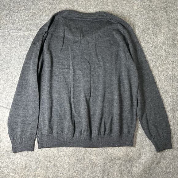 Raffi Linea Uomo Sweater Mens Large V-Neck 100% Extra Fine Merino Wool Gray FLAW - Picture 9 of 10